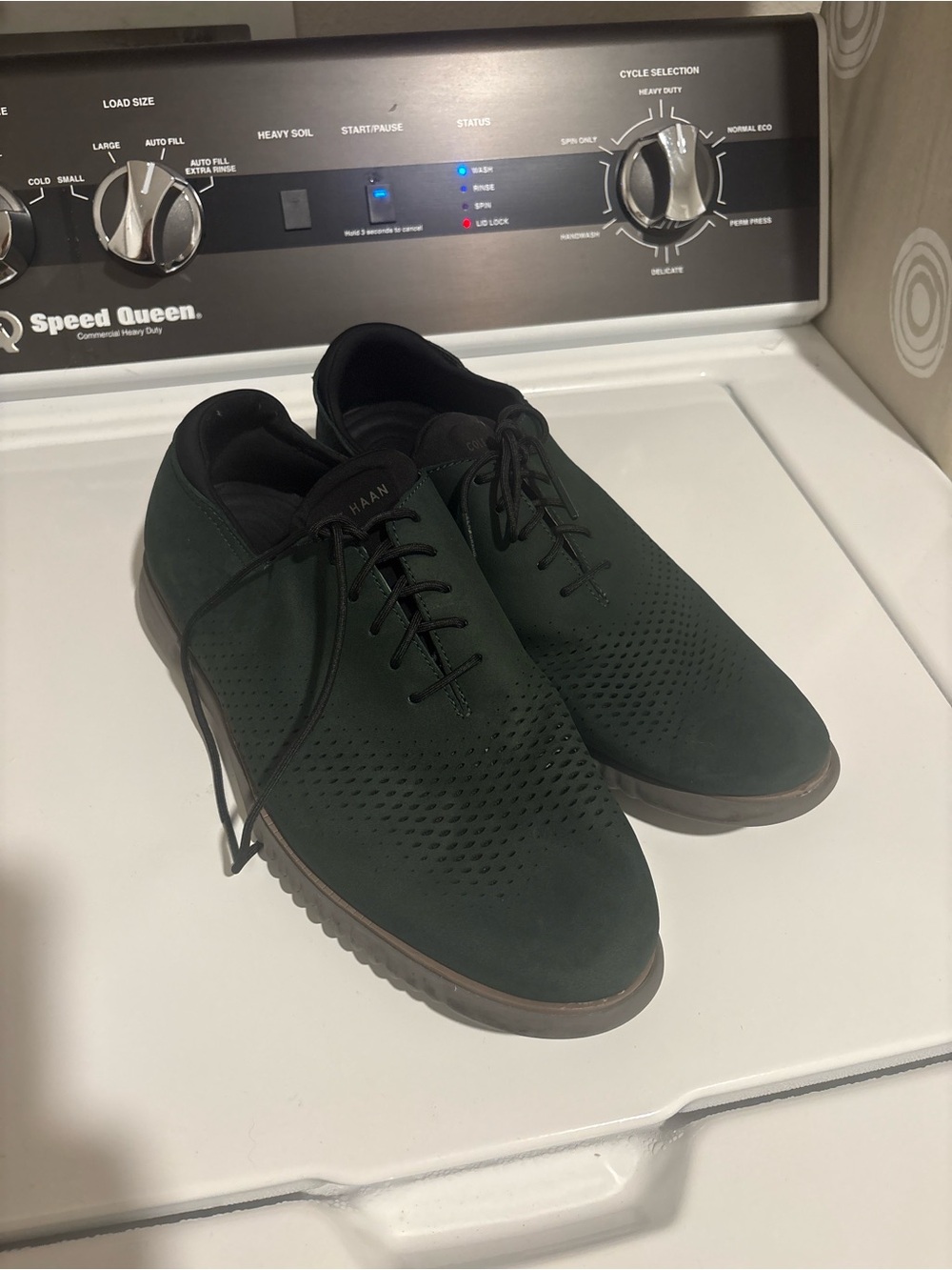 Cole Haan Green Perforated Lace-Up Oxfords- nonslip
